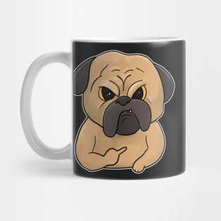 Grumpy Pug Dog Holding Middle Finger Boxer Mug